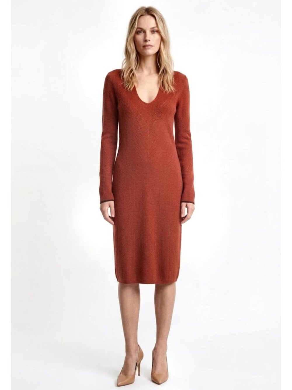 Rag & Bone Natasha 100% Cashmere Sweater Dress Saffron Orange Red, Womens Size S